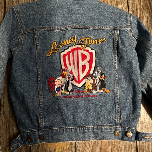 Looney Tunes Vintage Classic Wear Denim Jacket Warner Bros Embroidered Youth M - Picture 10 of 11